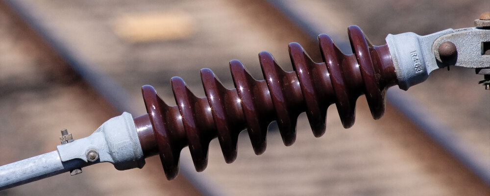 electrical insulator railway closeup